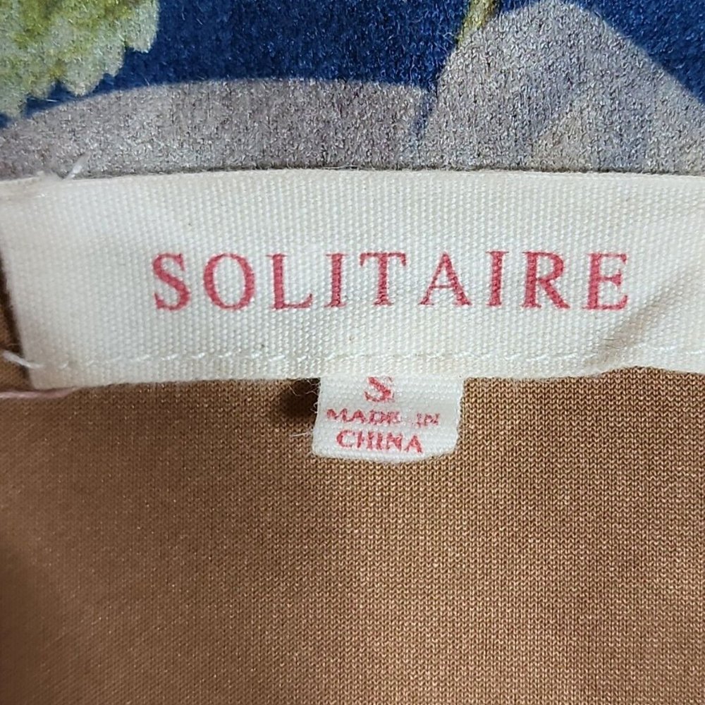 Solitaire Anthropologie Faux Suede Floral Open Front Blazer Duster Size S - Picture 4 of 4